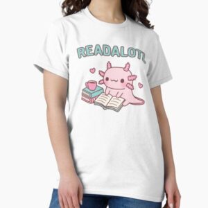 Cute Axolotl Reading A Book Readalotl Funny Pun