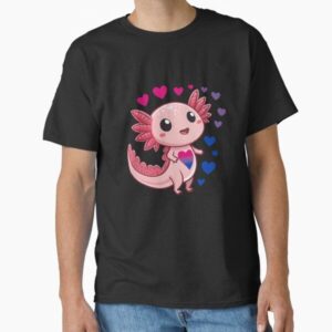 Kawaii Axolotl with Bisexual Hearts – Bisexual Pride Art