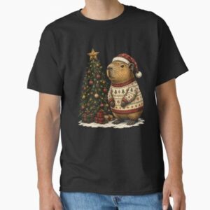 Capybara with santa hat Christmas Tree Winter Animals