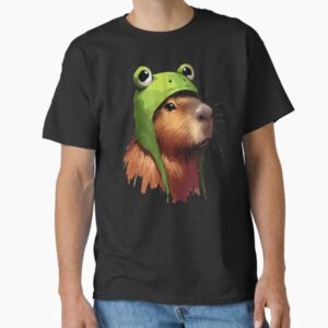 Sketchy Funny Capybara In Frog Hat