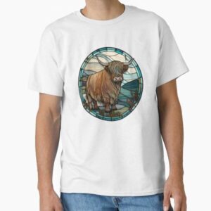 Highland Cow from Scotland in Stained Glass Scottish Hairy Cow Longhorn