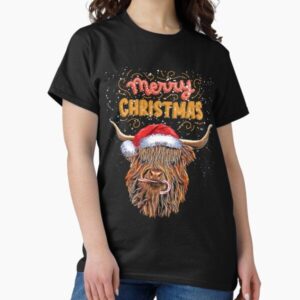 Highland cow and Merry Christmas