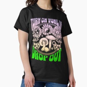 Turn On Tune In Drop Out Mushrooms Peace Sign Ying Yang Retro Vintage