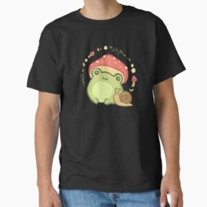 Cute Kawaii Frog with Toadstool Mushroom Hat and Snail