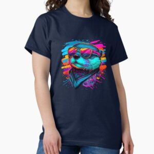 80s Synthwave Style Otter with Sunglasses