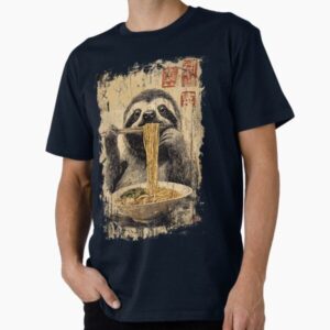 Sloth eating ramen – vintage paint